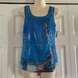 Ness Ocean Blues scene Sequin Tank - NWT